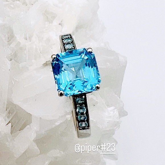Brazilian Blue Topaz 2 1/2-carat Gemstone Sterling Silver Ring -size 9 - Picture 5 of 11